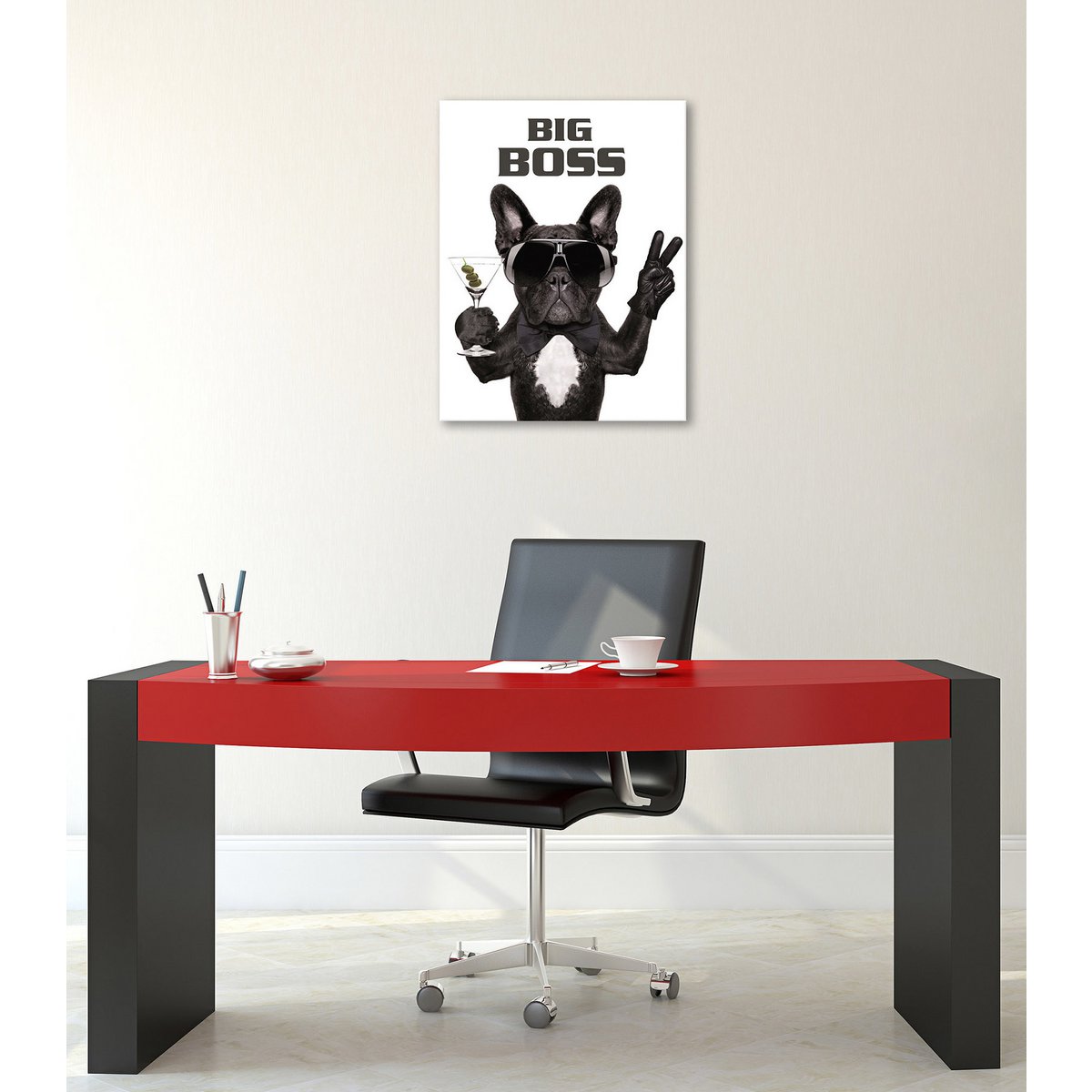 Wandfoto DOG BIG BOSS 46x61 cm canvas foto op spieraam decoratie modern