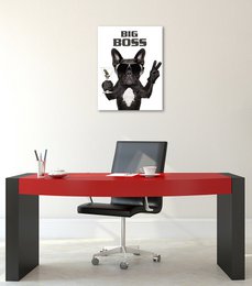 Vægbillede HUND BIG BOSS 46x61 cm lærred billedbåre ramme dekoration moderne