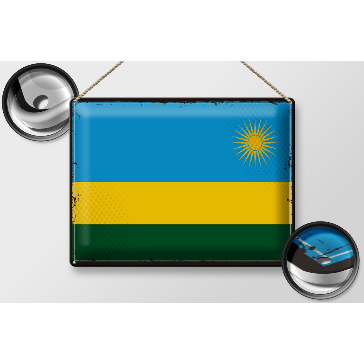 Tin Sign Flag Rwanda 40x30cm Retro Flag of Rwanda