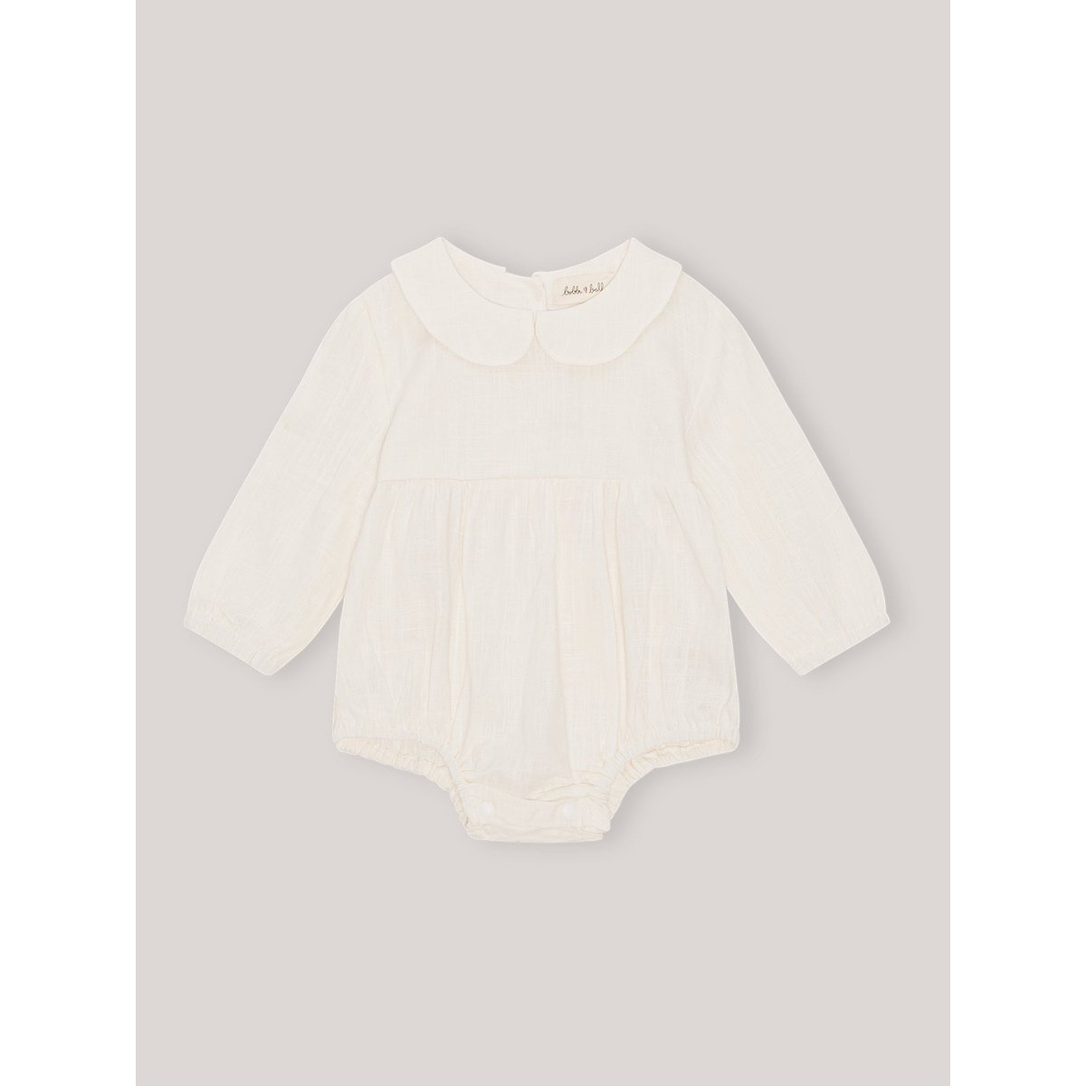 Linen Cotton Romper - Round Collar - Ivory