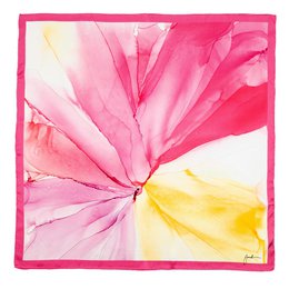 Pink Silk Scarf Square with Fluid Art Print