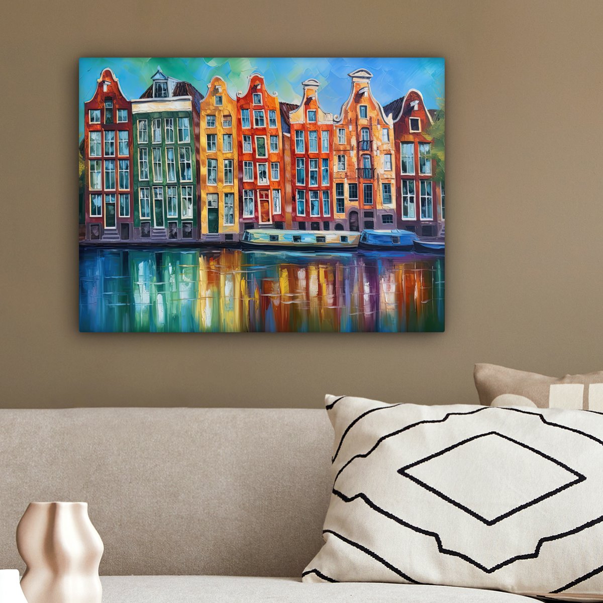 Peinture sur toile - Décoration murale Amsterdam - Huile - GRAISE - Peinture - Art - Décoration murale Salon - Décoration de la chambre - Accessoires de chambre - Paintes de toile