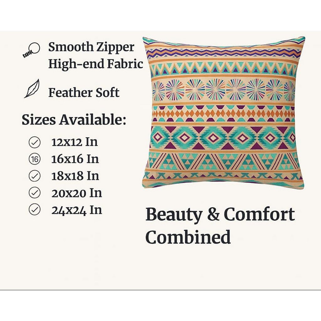 Decorative Jute Cushion Covers – Printed Throw Pillow Covers – 18x18 Inch (Set of 2)