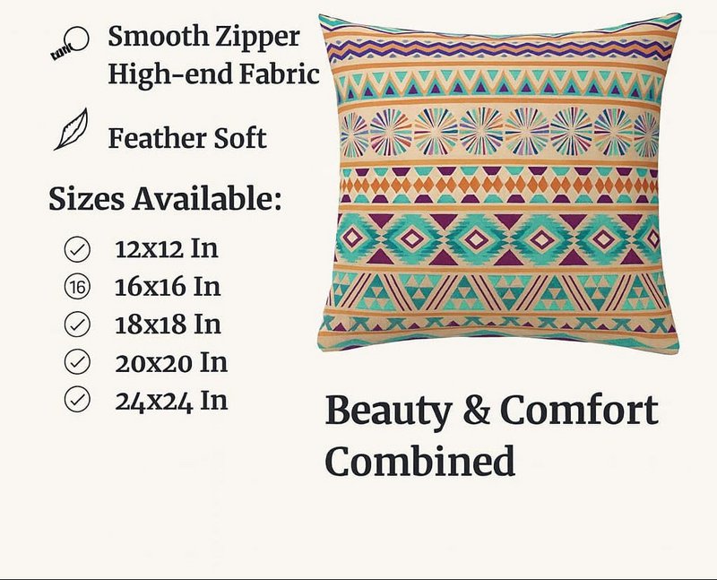 Decorative Jute Cushion Covers – Printed Throw Pillow Covers – 18x18 Inch (Set of 2)