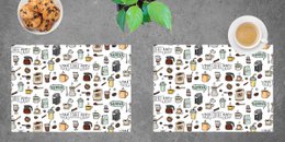 Coffee Doodles - Placemats | Place mats made of premium vinyl 44 x 32 cm - 4 pieces