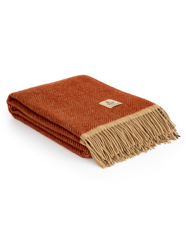 Wool Throw Blanket Denver Terra dark