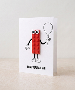 Verjaardagsballon-briefkaart – Bouwsteen LEGO