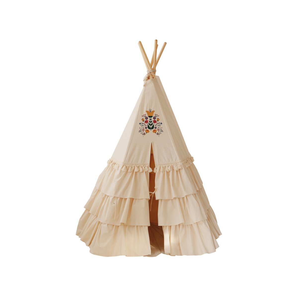 Tipi-Zelt „Folk“ mit Rüschen und Stickerei