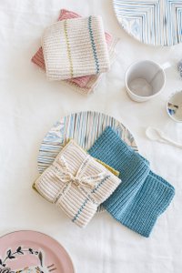 Molly gebreide vaatdoek, zeeblauw + streep