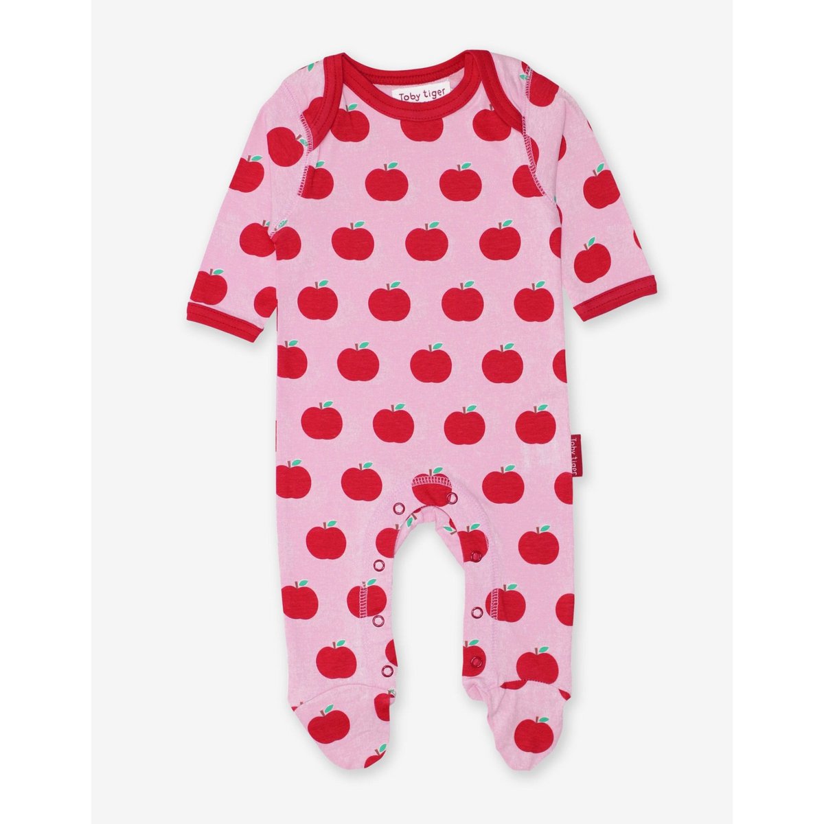 Bio-cotton baby romper with apple printing and stripes 2-er pack