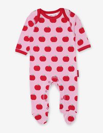 Bio-cotton baby romper with apple printing and stripes 2-er pack