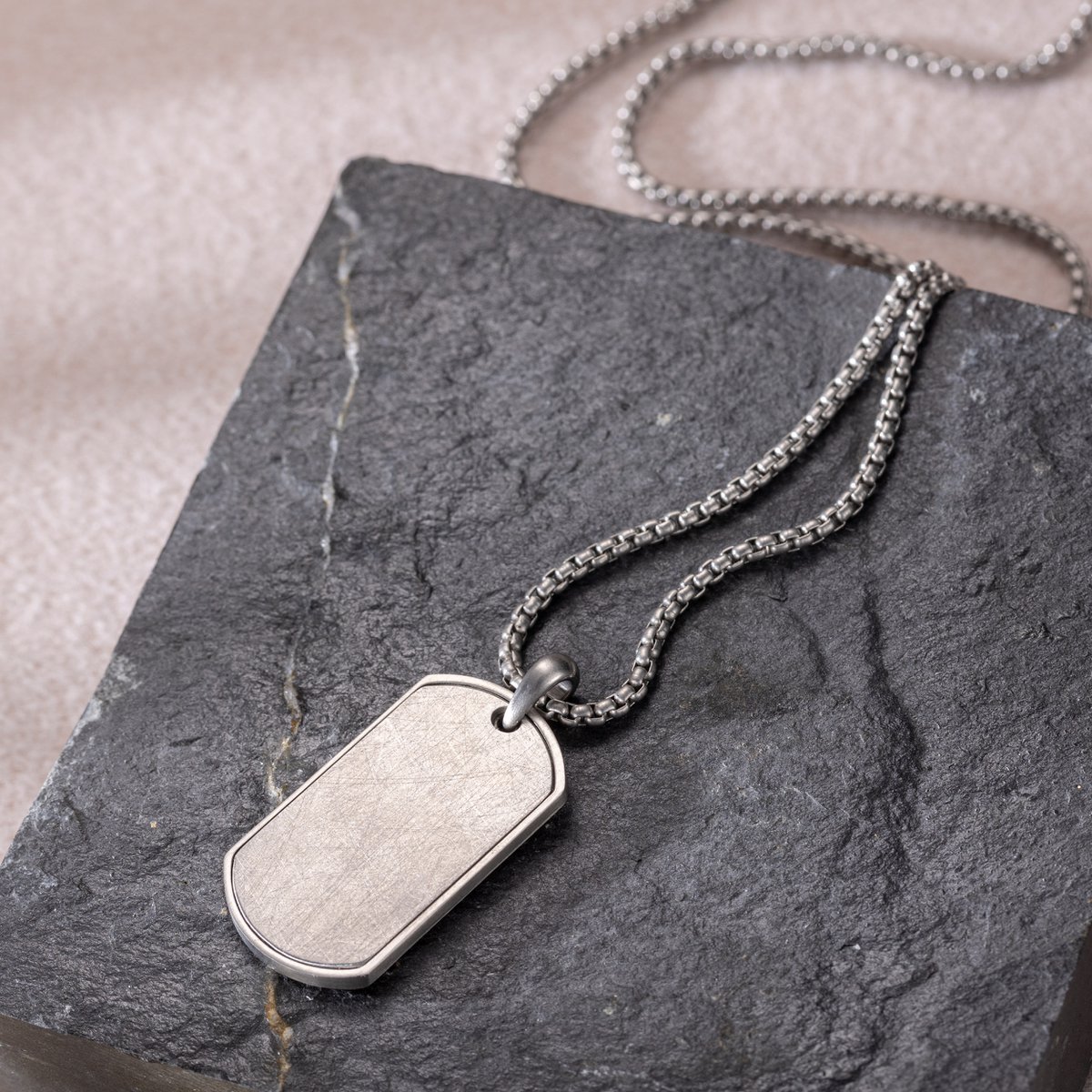 Silver Dog Tag Pendant Necklace