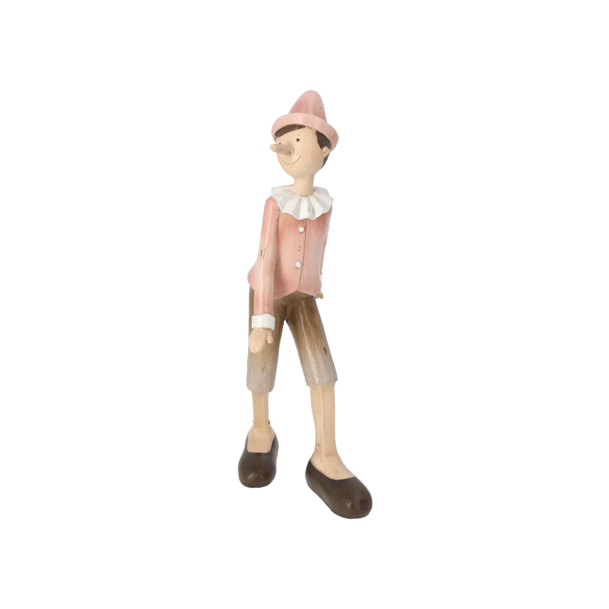 Pair of pink resin Pinocchios h 28 cm