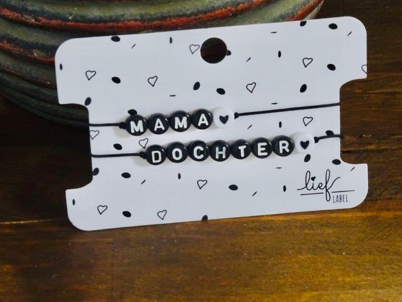 Braccialetti Mamma e Figlia Bianco e nero 2 pezzi