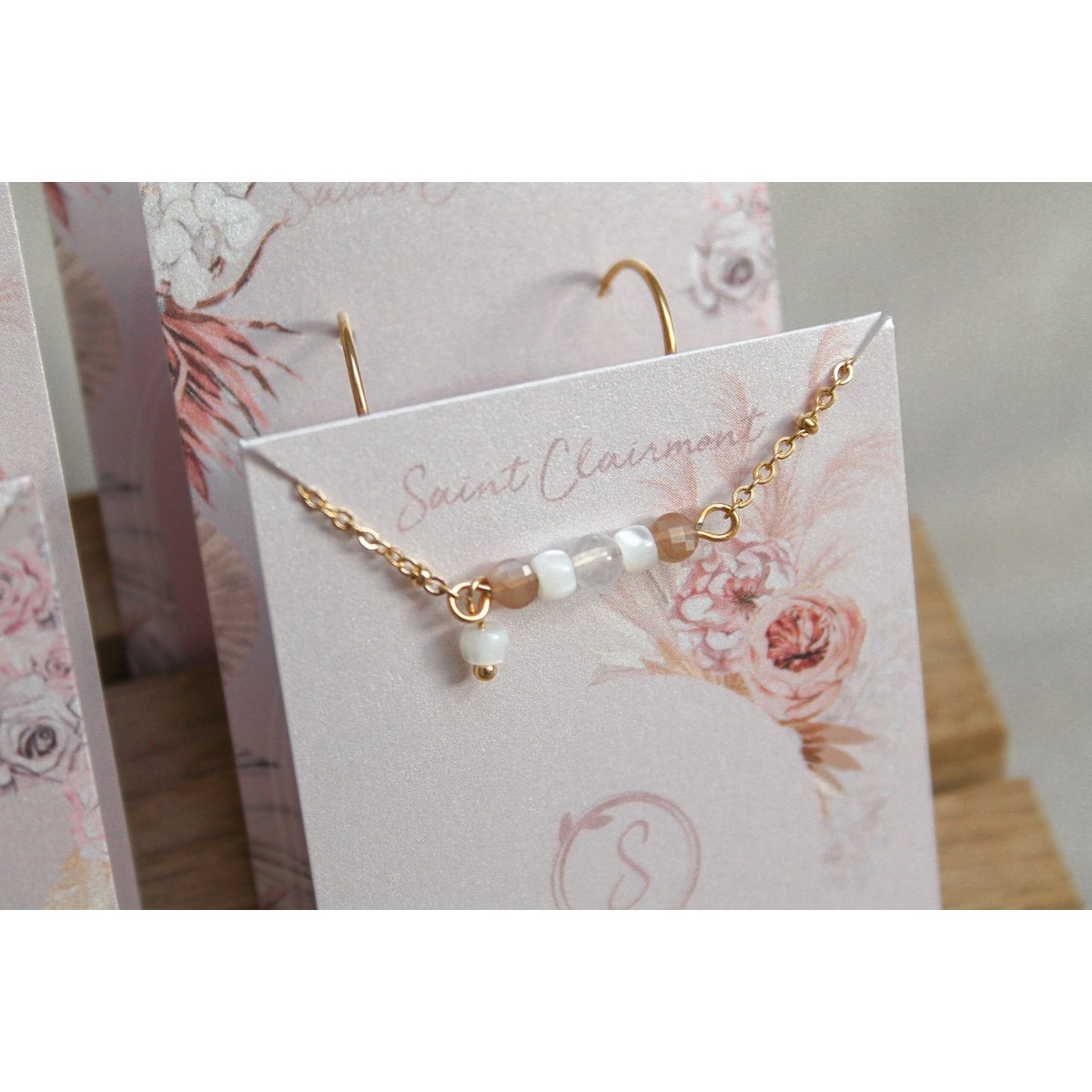 Armbånd Sunstone, Jade & Shell - Guld