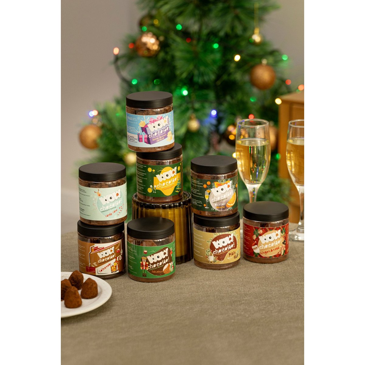 Candy Cane Juletrøfler Gavekrukke 130g | Pebermynte Holiday Chokolade