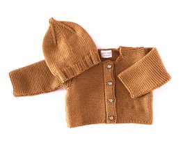 Ensemble : cardigan pour bébé et bonnet Secret Santa en 100 % laine mérinos la plus fine - le cadeau parfait pour une naissance