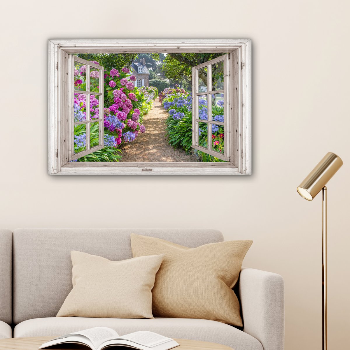 Leinwand Malerei - Wanddekoration - Hortensia - Blick - Blumen - Sommer - Lila - Pad