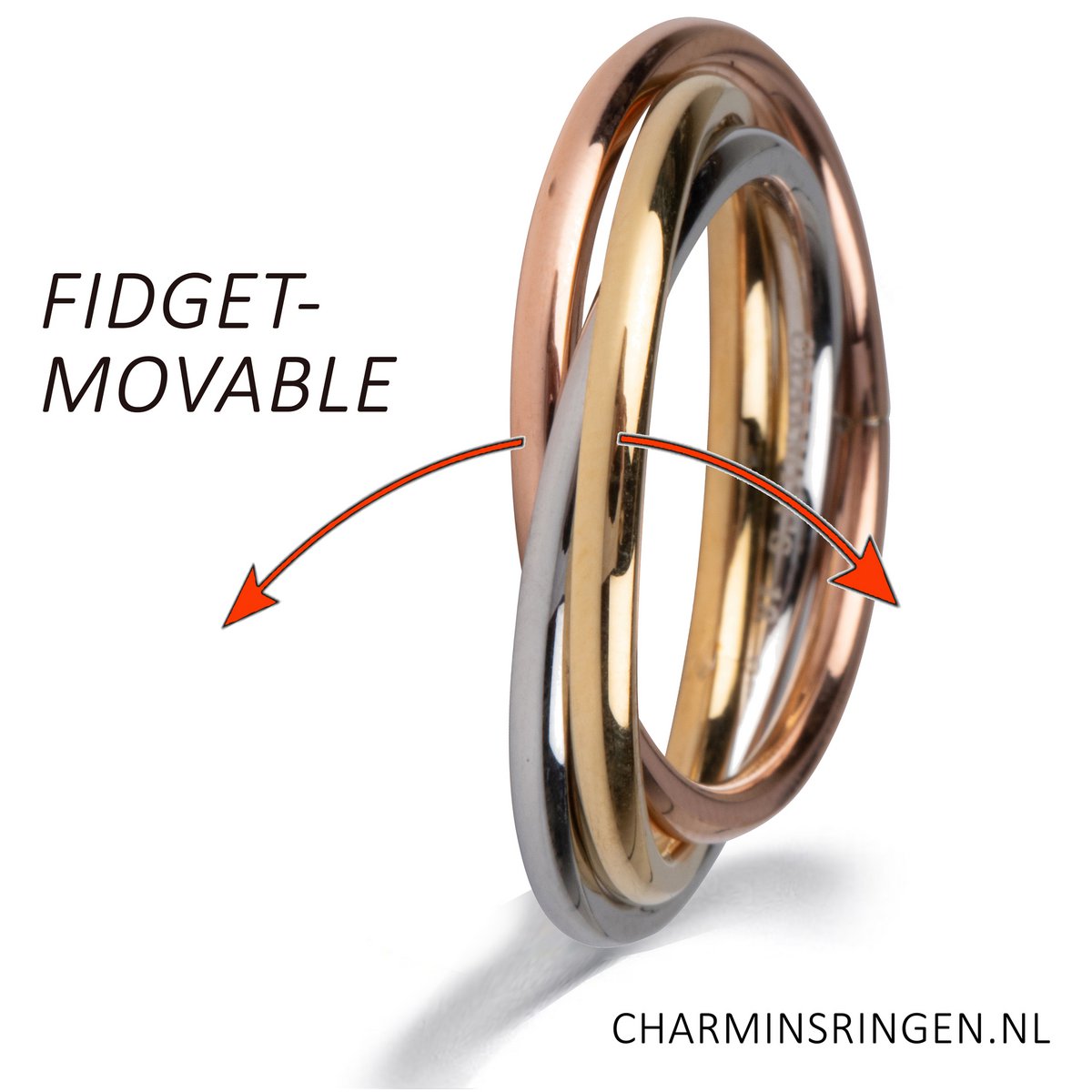 R1067 Rolling Anxiety Fidget Ring Rose Gold Stålfarve