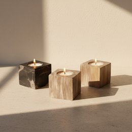 Teelichthalter aus versteinertem Holz – 6 × 6 × 6 cm | Gemischte Auswahl