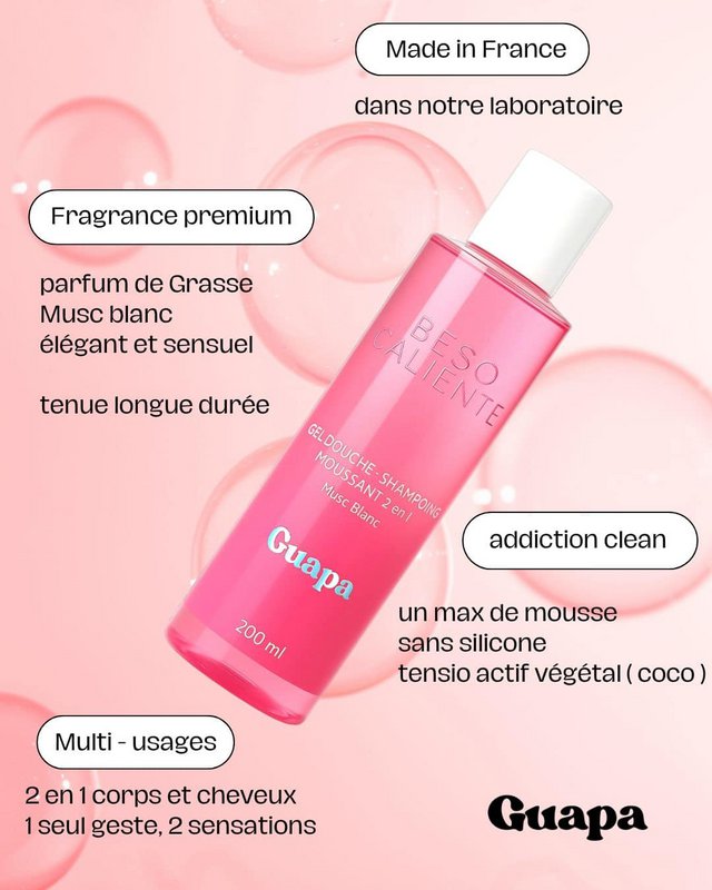 Shower gel - 2 in 1 foaming shampoo - GUAPA - White musk