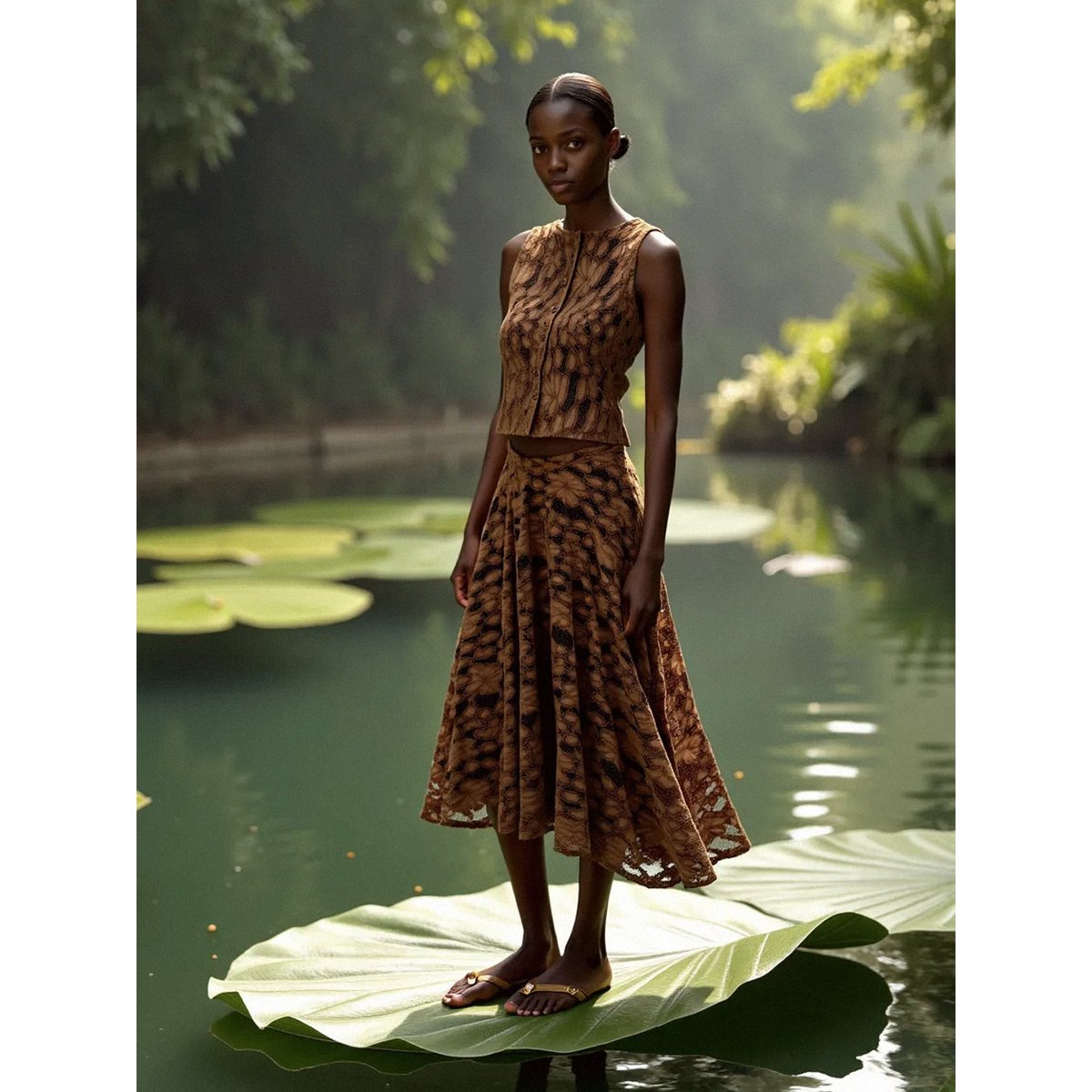 Lovers Brown Velvet Lace Occasion Skirt