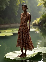 Lovers Brown Velvet Lace Occasion Skirt
