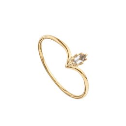 Vergoldeter Marquise-Ring mit weißem Topas