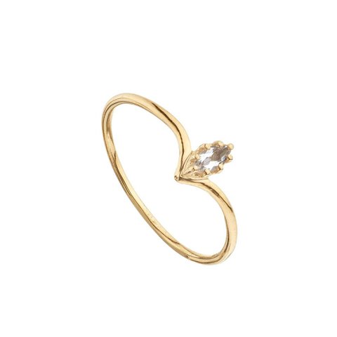 Vergoldeter Marquise-Ring mit weißem Topas