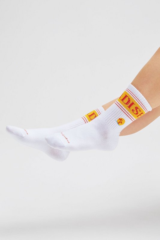 Organic Socks Paradise - Chaussettes de tennis blanches avec lettrage et motif île brodé