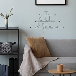 Citation Décoration Murale Métal "Ici le bonheur est fait maison" - à punaiser - Bijoux de Mur
