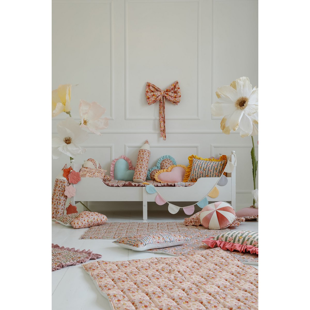 Ensemble de literie matelassée en coton pour les enfants «Spring Garden» - conception patchwork, grande taille