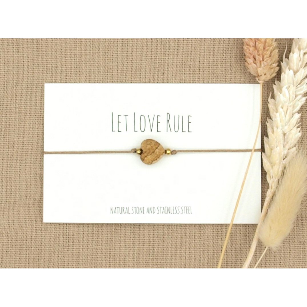Armband love jaspis goud,zilver RVS