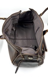 Handgefertigte Garderobentasche aus geöltem Leder – handgefertigte 60 cm große Kleidertasche mit speziellem Schuhfach