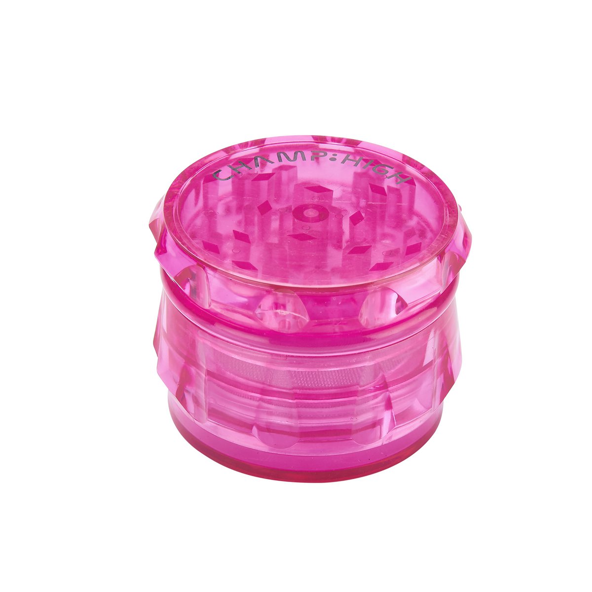 Display van 12 transparante plastic kruidenmolens - roze, wit, geel, groen, zwart en blauw