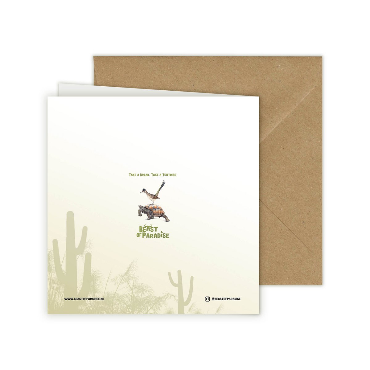 Tortoise & Roadrunner - Greeting Card, 13 x 13 cm, Birds