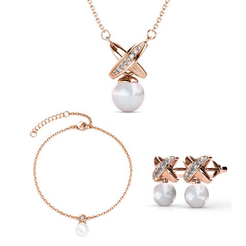 Chris Pearl Crystal Set und Box – Roségold und Kristall