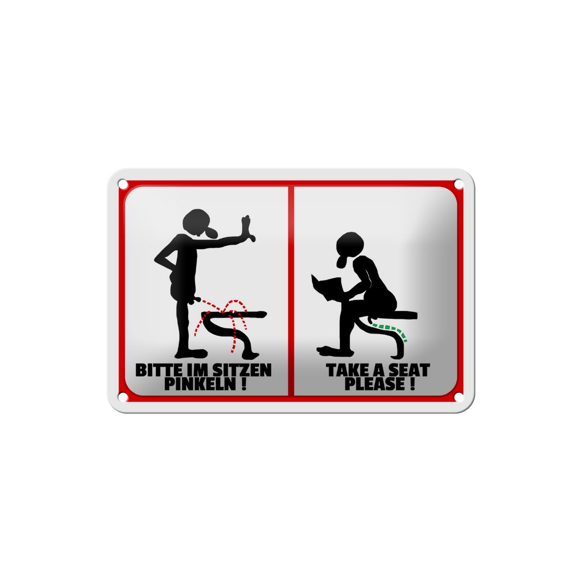 Tin sign note 18x12cm Please pee while sitting (b/w) decoration