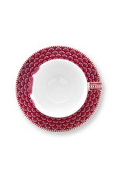 Cup and Saucer Blooming Tales Fantasy Dark Red