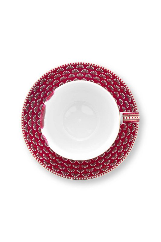 Cup and Saucer Blooming Tales Fantasy Dark Red