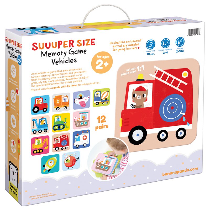 Suuuper Rozmiar Memory Game Vehicles 2+