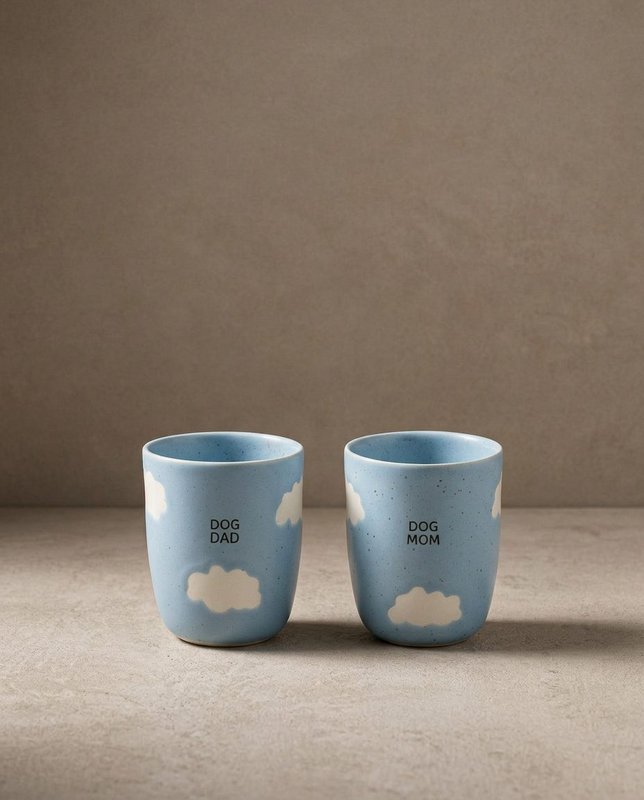 Cloud Medium Cup 220ml Dog Mom & Dad 2 Pieces Set
