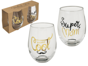 Drinking glass, Super Mom & Daddy Cool,