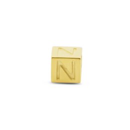 New Bling 9NBG-912N Cubo de Oro con Letra N - 3.8mm - colgante - 14 Quilates - Oro