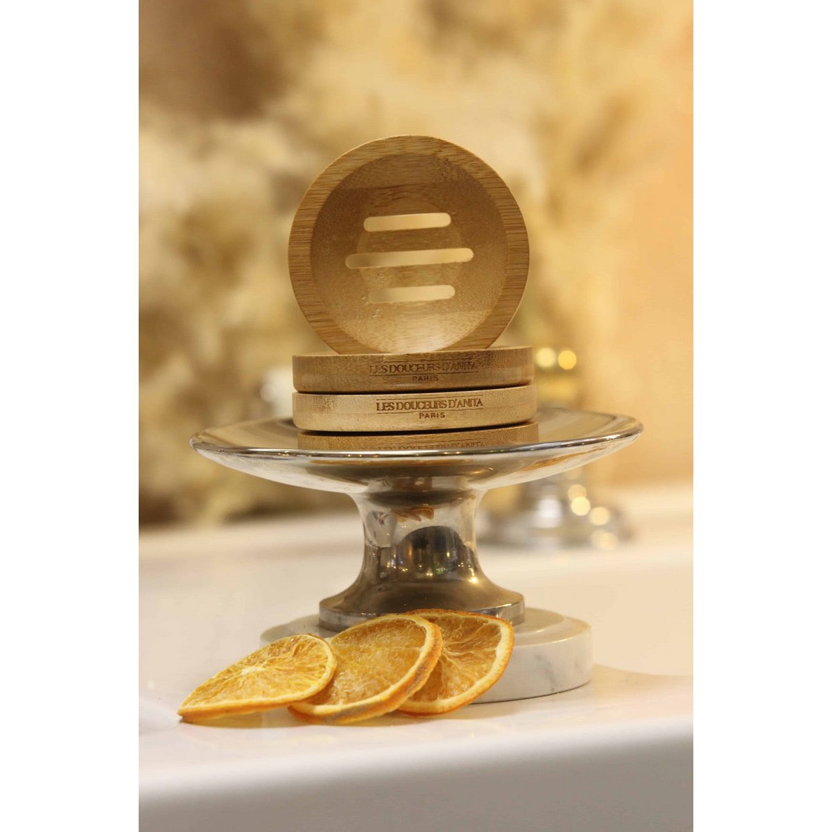 Round bamboo soap dish Les Douceurs d'Anita