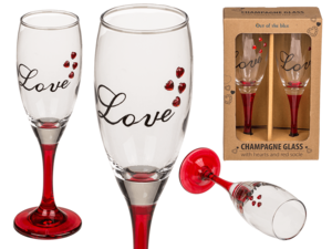 Champagne glass with hearts and red socle,