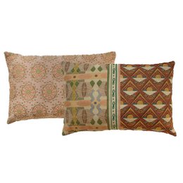 NIN-NIT | Coussin Nouveau de Soleil | 100% coton tissé | décoratif avec soleils, mosaïque, imprimé nature | marron | beige | rose | vert | jaune | 40x60 cm