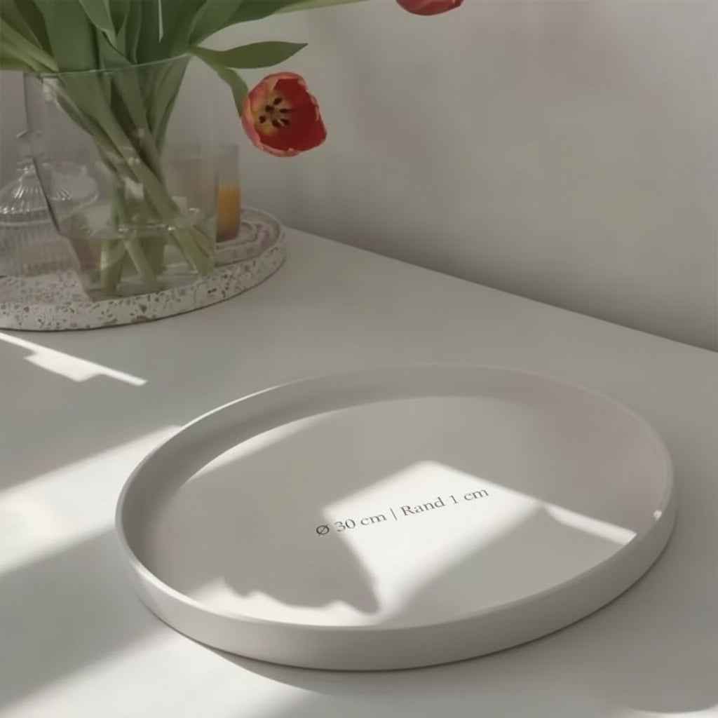 ROMA S Deco Plate – 17cm with 2cm height, handmade poured ceramic tray, perfect as a decorative Plate / Tray for dry utensils or bread, cookies