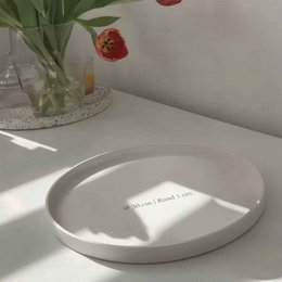 ROMA S Deco Plate – 17cm with 2cm height, handmade poured ceramic tray, perfect as a decorative Plate / Tray for dry utensils or bread, cookies
