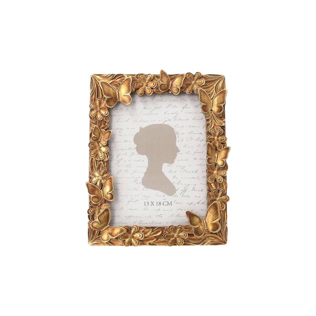 Gold resin butterfly photo frame 17x24 cm